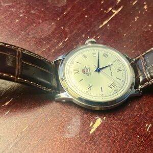 Men's Classic Silver and Brown Watch